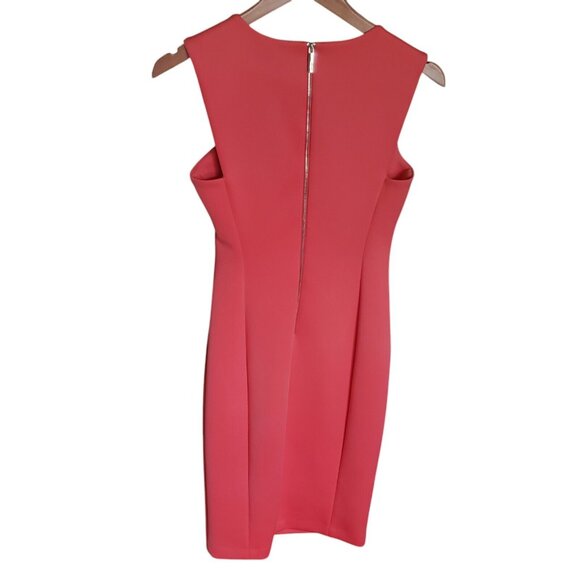 Calvin Klein Dress Coral Sheath Sleeveless Asymmetric Dress Size 2 - Picture 3 of 6